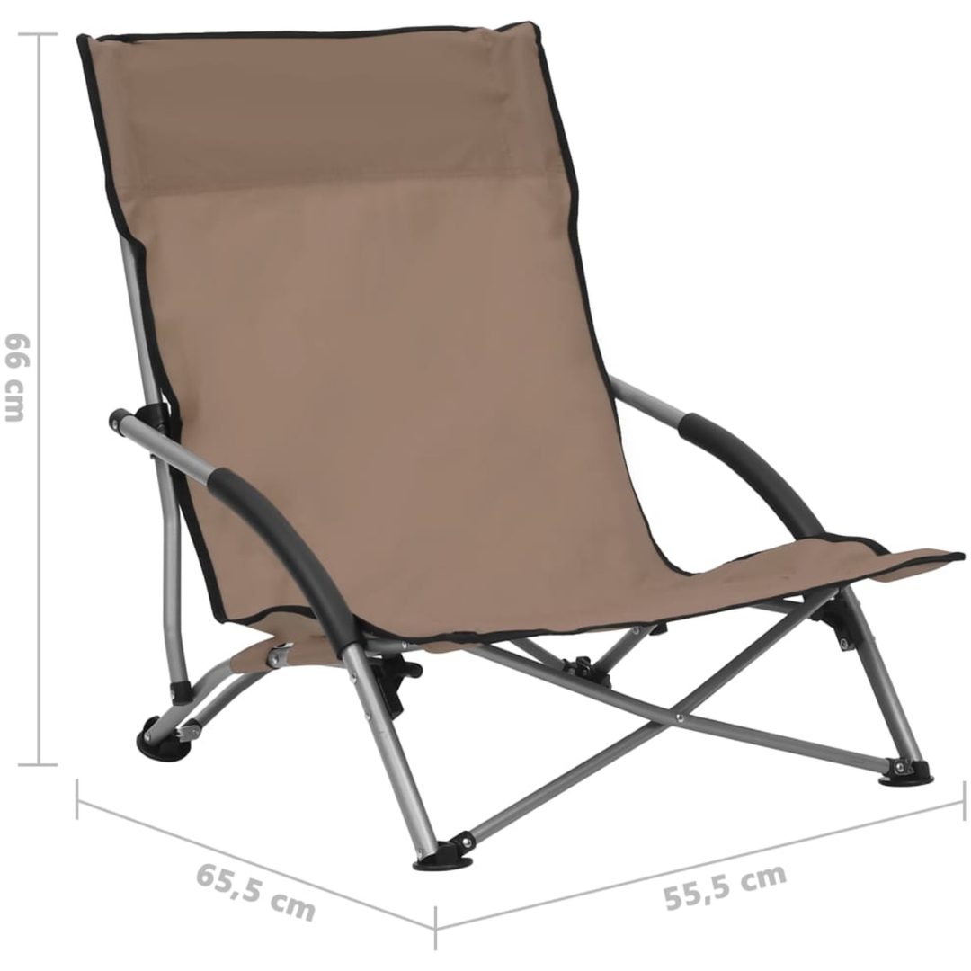 Hopfällbara strandstolar 2 st taupe tyg vidaXL – bild 8