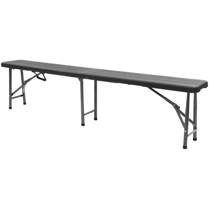 Hopfällbara trädgårdsbänkar 2 st 180 cm HDPE svart vidaXL – bild 4