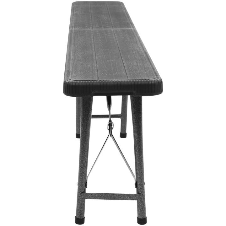 Hopfällbara trädgårdsbänkar 2 st 180 cm HDPE svart vidaXL – bild 5