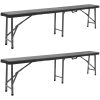Hopfällbara trädgårdsbänkar 2 st 180 cm HDPE svart vidaXL – miniatyr 1