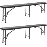 Hopfällbara trädgårdsbänkar 2 st 180 cm HDPE svart vidaXL
