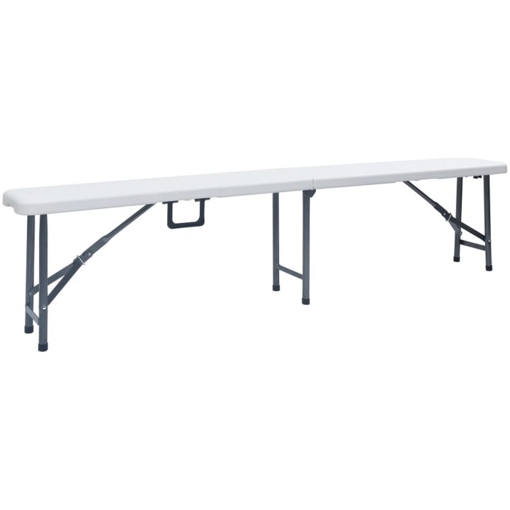 Hopfällbara trädgårdsbänkar 2 st 180 cm HDPE vit vidaXL – bild 2