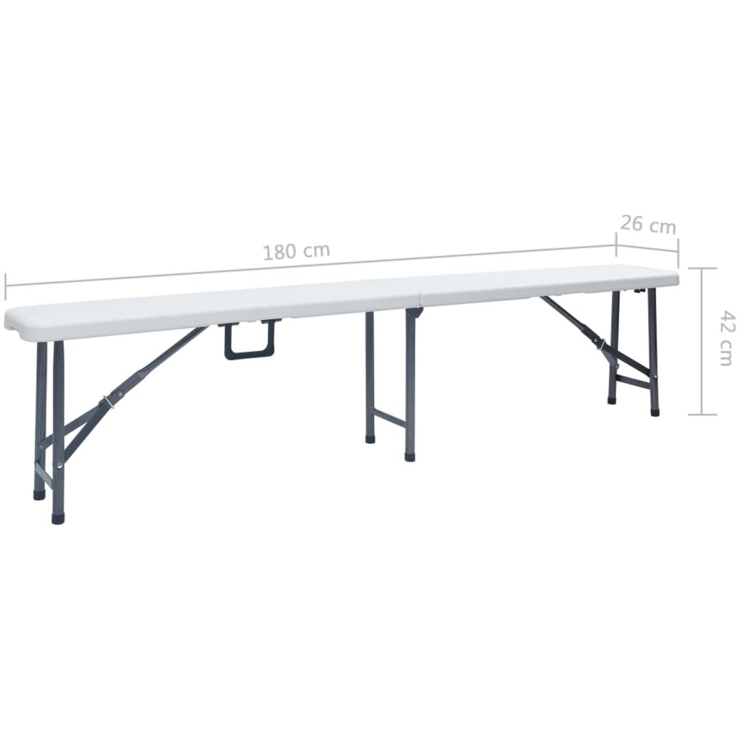 Hopfällbara trädgårdsbänkar 2 st 180 cm HDPE vit vidaXL – bild 7