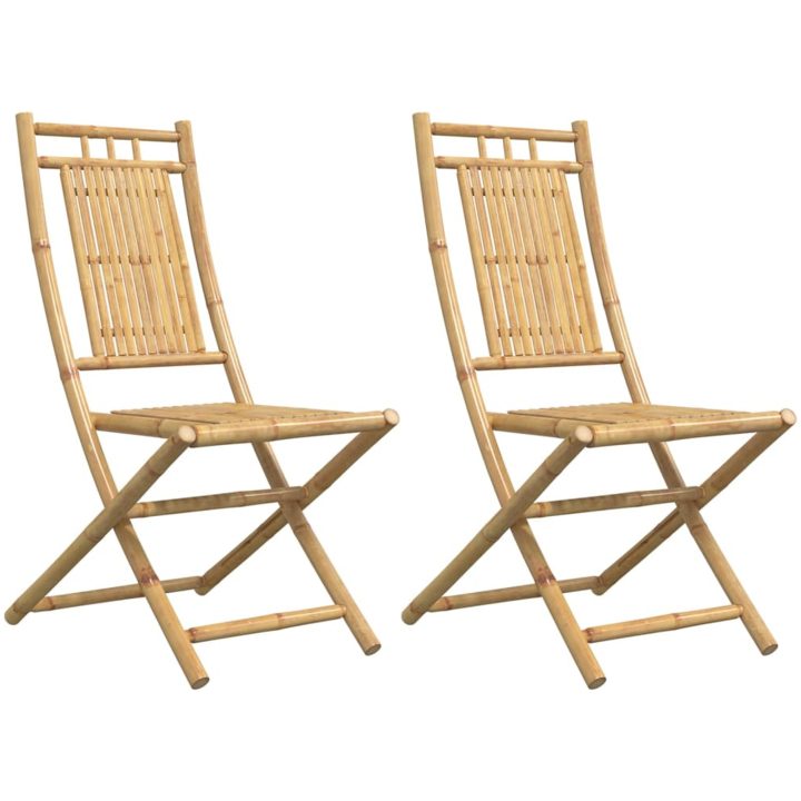 Hopfällbara trädgårdsstolar 2 st 46x66x99 cm bambu vidaXL – bild 2