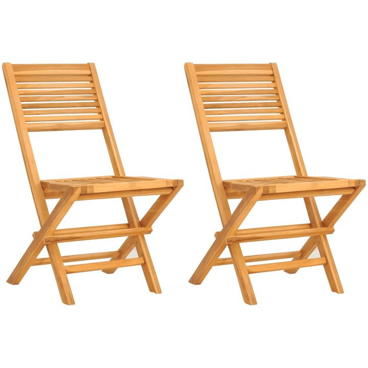 Hopfällbara trädgårdsstolar 2 st 47x62x90 cm massiv teak vidaXL – bild 2