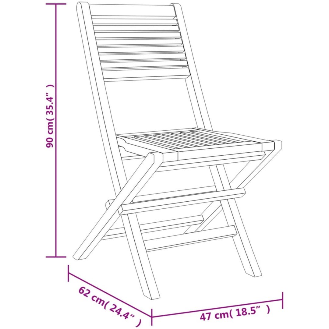 Hopfällbara trädgårdsstolar 2 st 47x62x90 cm massiv teak vidaXL – bild 8