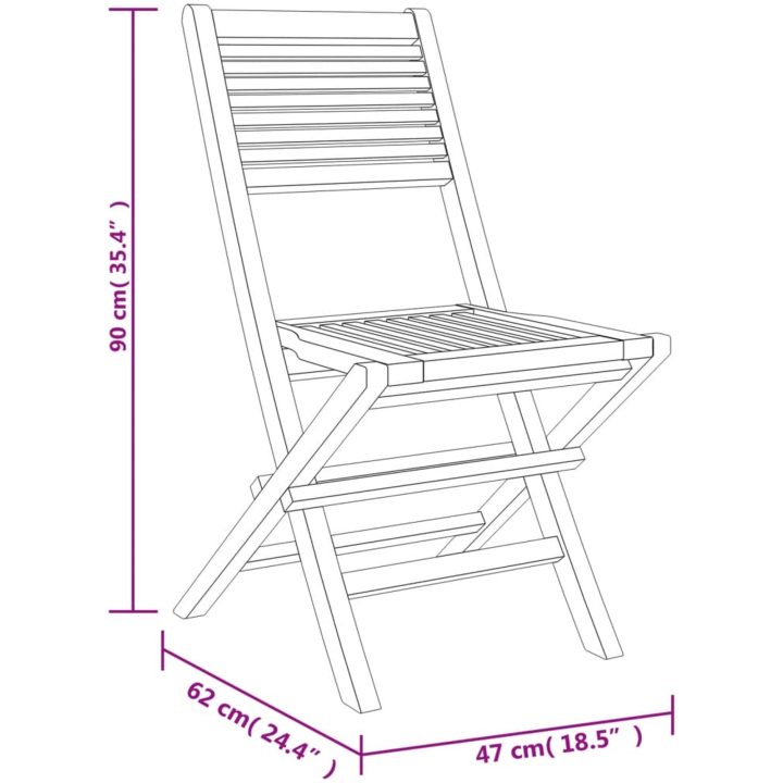 Hopfällbara trädgårdsstolar 2 st 47x62x90 cm massiv teak vidaXL – bild 8