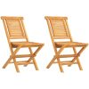 Hopfällbara trädgårdsstolar 2 st 47x63x90 cm massiv teak vidaXL – miniatyr 2