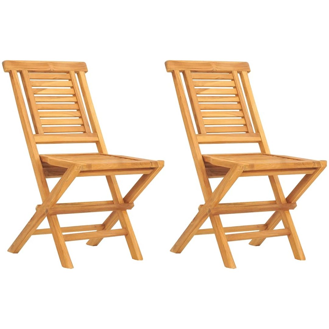 Hopfällbara trädgårdsstolar 2 st 47x63x90 cm massiv teak vidaXL – bild 2
