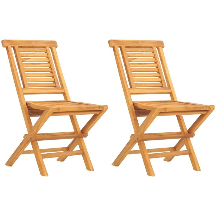 Hopfällbara trädgårdsstolar 2 st 47x63x90 cm massiv teak vidaXL – bild 2