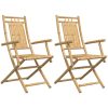 Hopfällbara trädgårdsstolar 2 st 53x66x99 cm bambu vidaXL – miniatyr 2