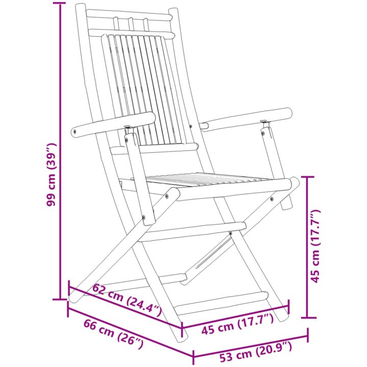 Hopfällbara trädgårdsstolar 2 st 53x66x99 cm bambu vidaXL – bild 10