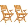 Hopfällbara trädgårdsstolar 2 st 55x61x90 cm massiv teak vidaXL – miniatyr 2