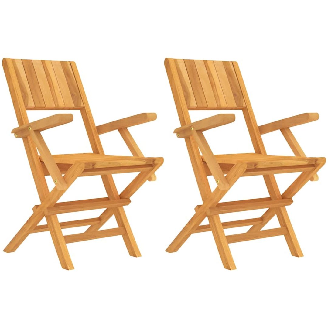 Hopfällbara trädgårdsstolar 2 st 55x61x90 cm massiv teak vidaXL – bild 2