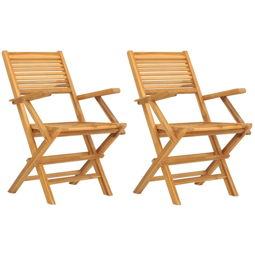 Hopfällbara trädgårdsstolar 2 st 55x62x90 cm massiv teak vidaXL – bild 2