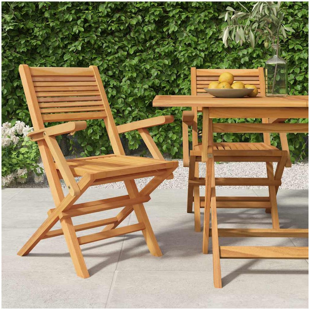 Hopfällbara trädgårdsstolar 2 st 55x62x90 cm massiv teak vidaXL