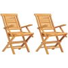Hopfällbara trädgårdsstolar 2 st 56x63x90 cm massiv teak vidaXL – miniatyr 2