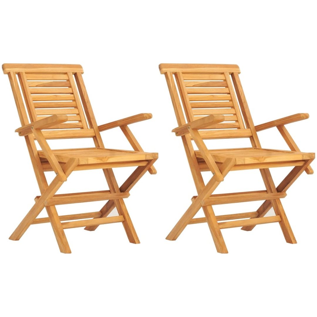 Hopfällbara trädgårdsstolar 2 st 56x63x90 cm massiv teak vidaXL – bild 2