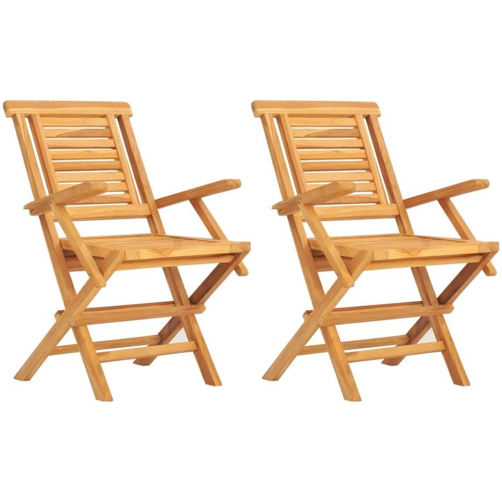 Hopfällbara trädgårdsstolar 2 st 56x63x90 cm massiv teak vidaXL – bild 2