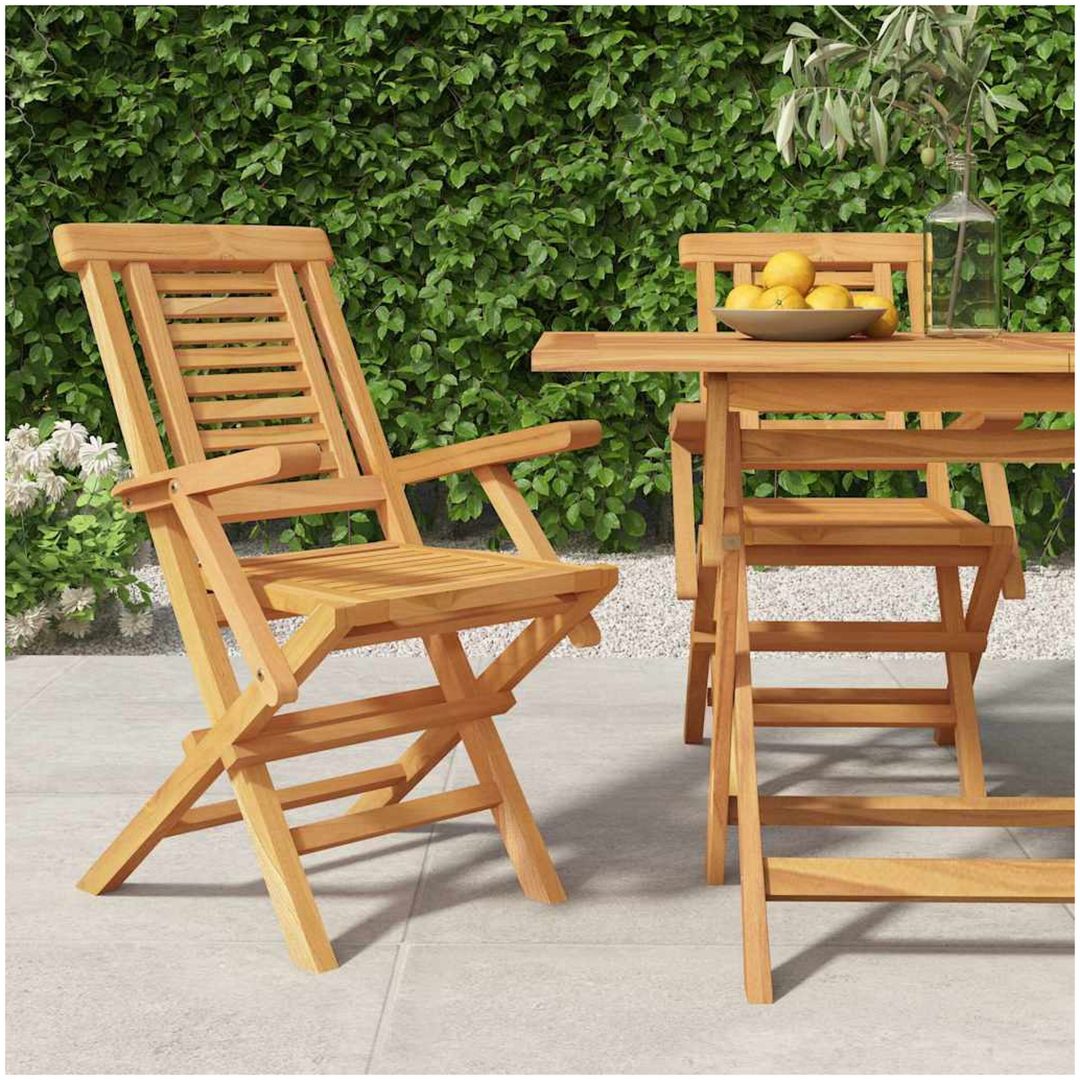 Hopfällbara trädgårdsstolar 2 st 56x63x90 cm massiv teak vidaXL