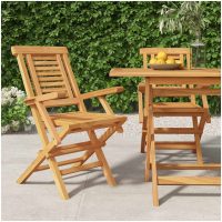 Hopfällbara trädgårdsstolar 2 st 56x63x90 cm massiv teak vidaXL