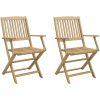 Hopfällbara trädgårdsstolar 2 st 58x54,5x90 cm massiv akacia vidaXL – miniatyr 2