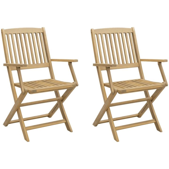 Hopfällbara trädgårdsstolar 2 st 58x54,5x90 cm massiv akacia vidaXL – bild 2