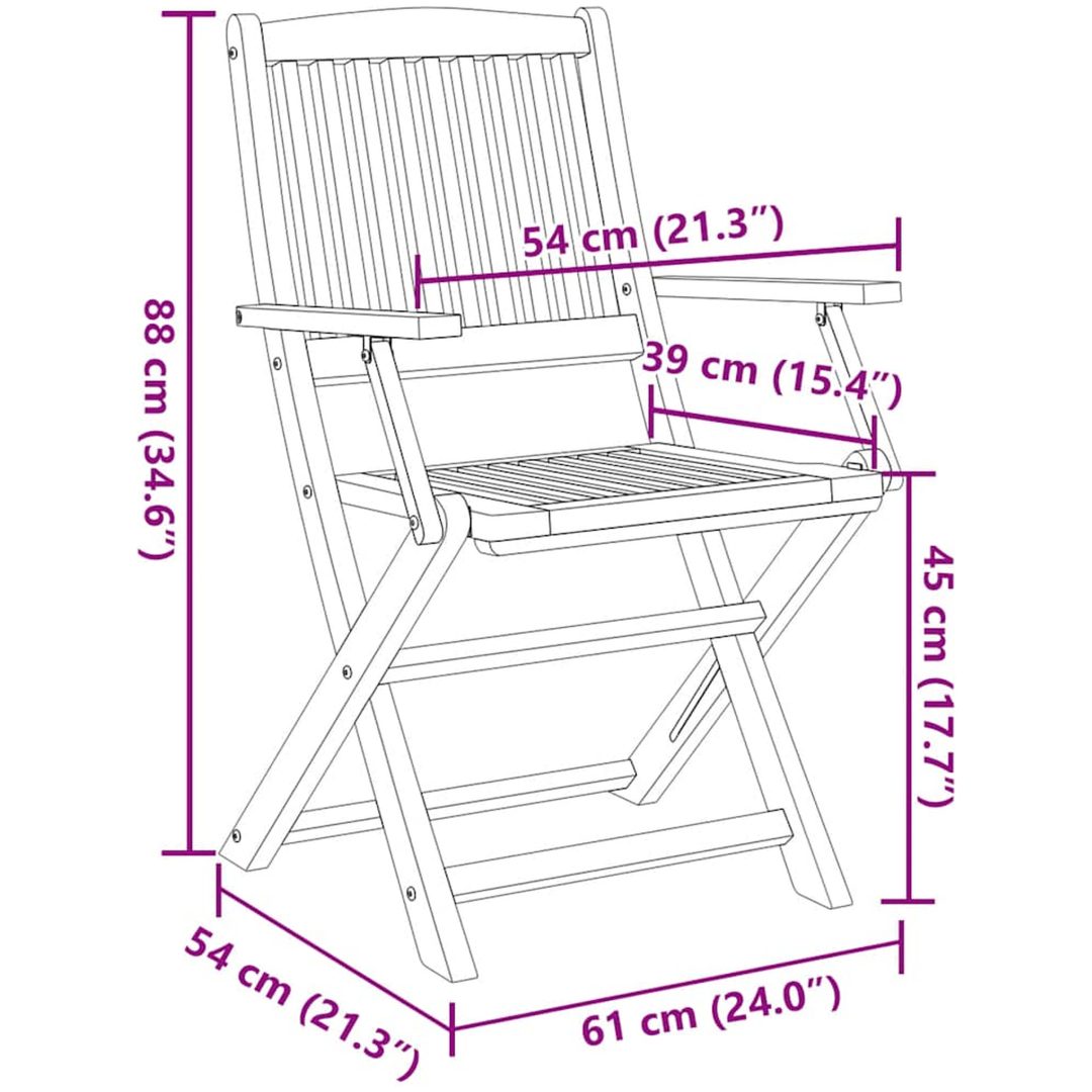 Hopfällbara trädgårdsstolar 2 st 58x54,5x90 cm massiv akacia vidaXL – bild 10