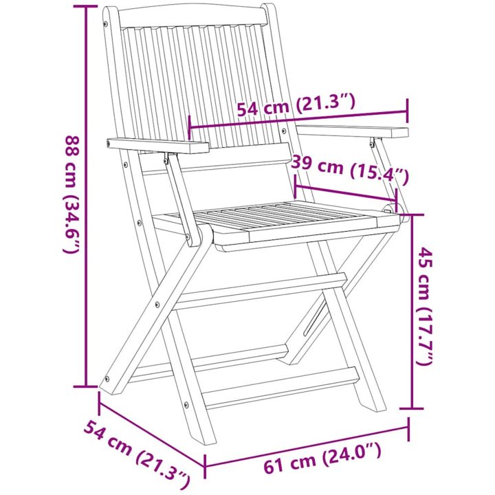 Hopfällbara trädgårdsstolar 2 st 58x54,5x90 cm massiv akacia vidaXL – bild 10