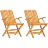 Hopfällbara trädgårdsstolar 2 st 61x67x90 cm massiv teak vidaXL – miniatyr 2