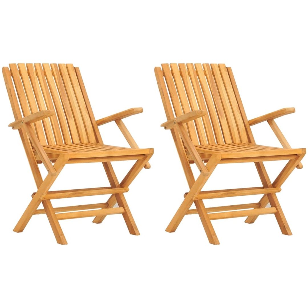 Hopfällbara trädgårdsstolar 2 st 61x67x90 cm massiv teak vidaXL – bild 2