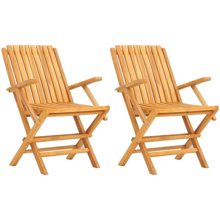 Hopfällbara trädgårdsstolar 2 st 61x67x90 cm massiv teak vidaXL – bild 2