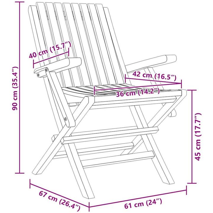 Hopfällbara trädgårdsstolar 2 st 61x67x90 cm massiv teak vidaXL – bild 8