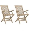 Hopfällbara trädgårdsstolar 2 st grå 56x61x89 cm massiv teak vidaXL – miniatyr 2