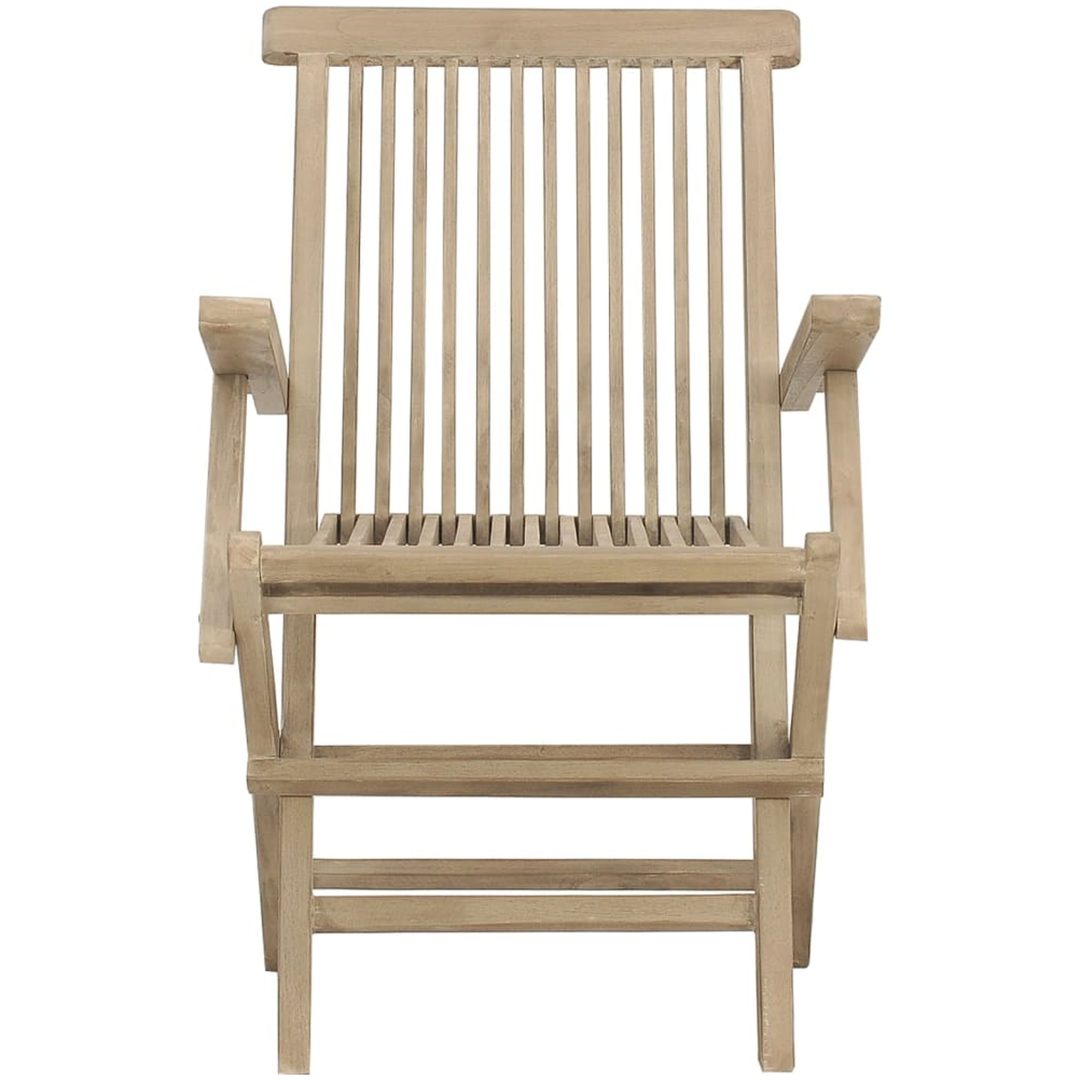 Hopfällbara trädgårdsstolar 2 st grå 56x61x89 cm massiv teak vidaXL – bild 4
