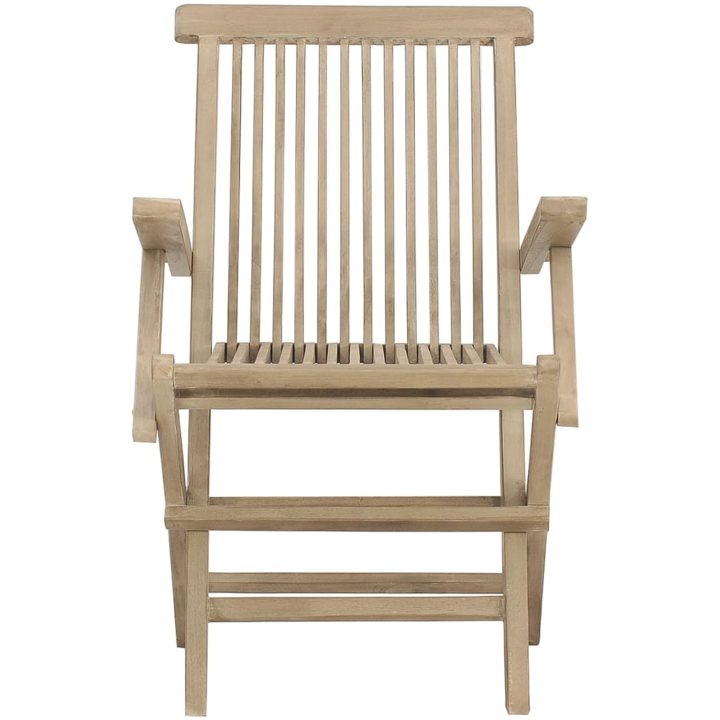 Hopfällbara trädgårdsstolar 2 st grå 56x61x89 cm massiv teak vidaXL – bild 4