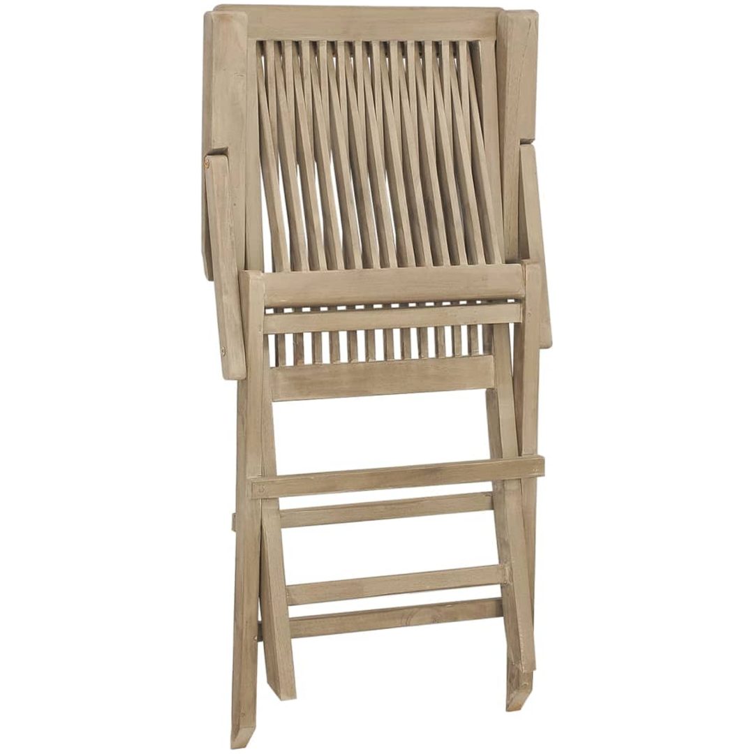 Hopfällbara trädgårdsstolar 2 st grå 56x61x89 cm massiv teak vidaXL – bild 6