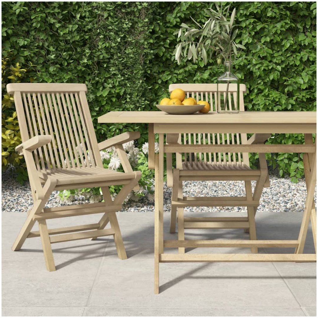 Hopfällbara trädgårdsstolar 2 st grå 56x61x89 cm massiv teak vidaXL