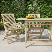 Hopfällbara trädgårdsstolar 2 st grå 56x61x89 cm massiv teak vidaXL