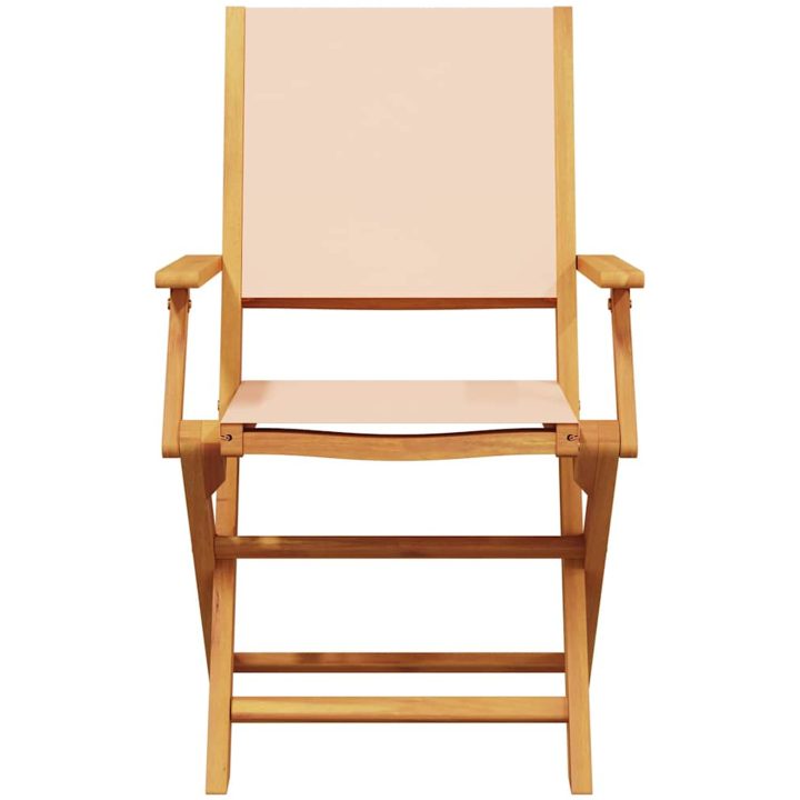 Hopfällbara trädgårdsstolar 2 st massiv akacia och tyg beige vidaXL – bild 5