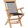 Hopfällbara trädgårdsstolar 2 st massiv teak och rep vidaXL – miniatyr 2