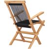 Hopfällbara trädgårdsstolar 2 st massiv teak och rep vidaXL – miniatyr 4