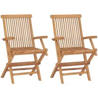 Hopfällbara trädgårdsstolar 2 st massiv teak vidaXL