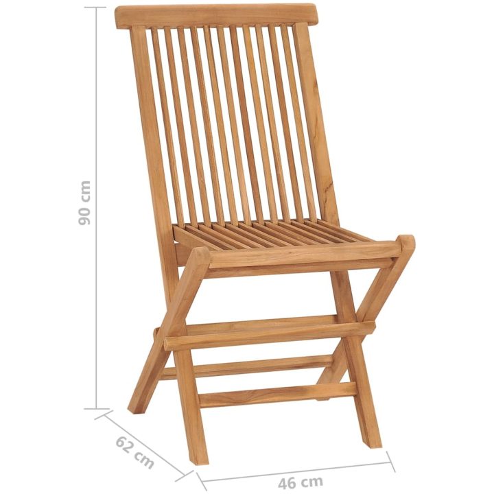 Hopfällbara trädgårdsstolar 2 st massiv teak vidaXL – bild 9