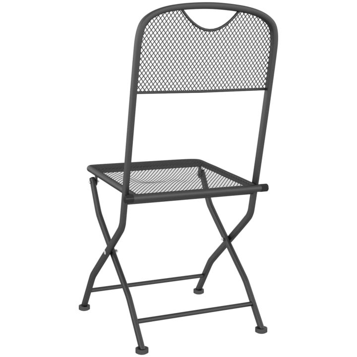 Hopfällbara trädgårdsstolar 2 st sträckmetall antracit vidaXL – bild 6