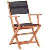 Hopfällbara trädgårdsstolar 2 st svart eukalyptusträ textilene vidaXL – miniatyr 2