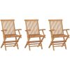 Hopfällbara trädgårdsstolar 3 st massiv teak vidaXL – miniatyr 1