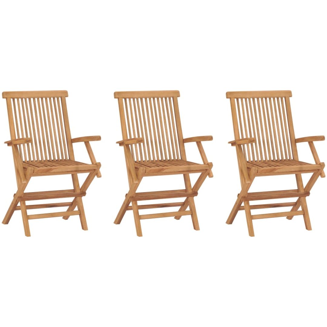 Hopfällbara trädgårdsstolar 3 st massiv teak vidaXL
