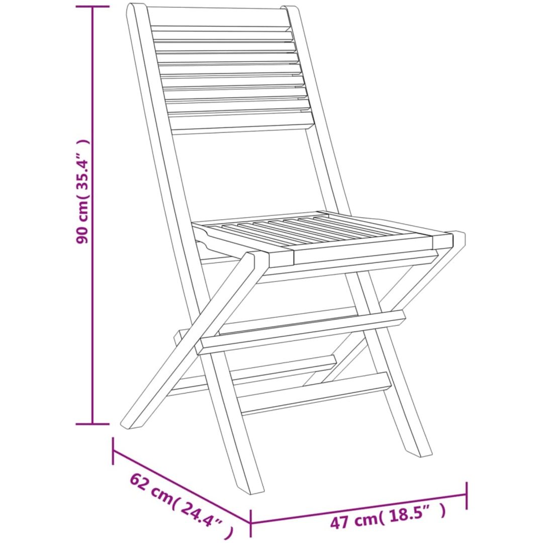 Hopfällbara trädgårdsstolar 4 st 47x62x90 cm massiv teak vidaXL – bild 5