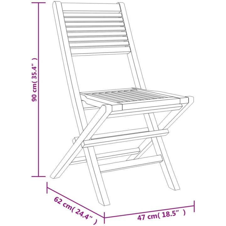 Hopfällbara trädgårdsstolar 4 st 47x62x90 cm massiv teak vidaXL – bild 5